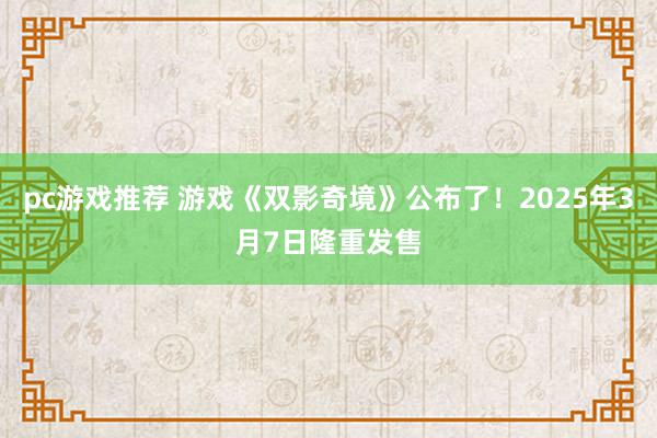 pc游戏推荐 游戏《双影奇境》公布了！2025年3月7日隆重发售