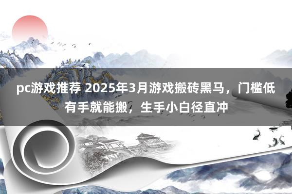 pc游戏推荐 2025年3月游戏搬砖黑马，门槛低有手就能搬，生手小白径直冲